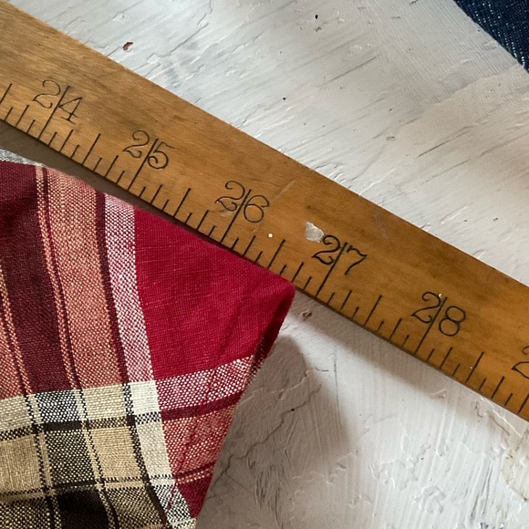 Jones New York Skirt Linen Plaid Tartan Midi Full Circle Red Tan White Size 6 - Picture 11 of 11